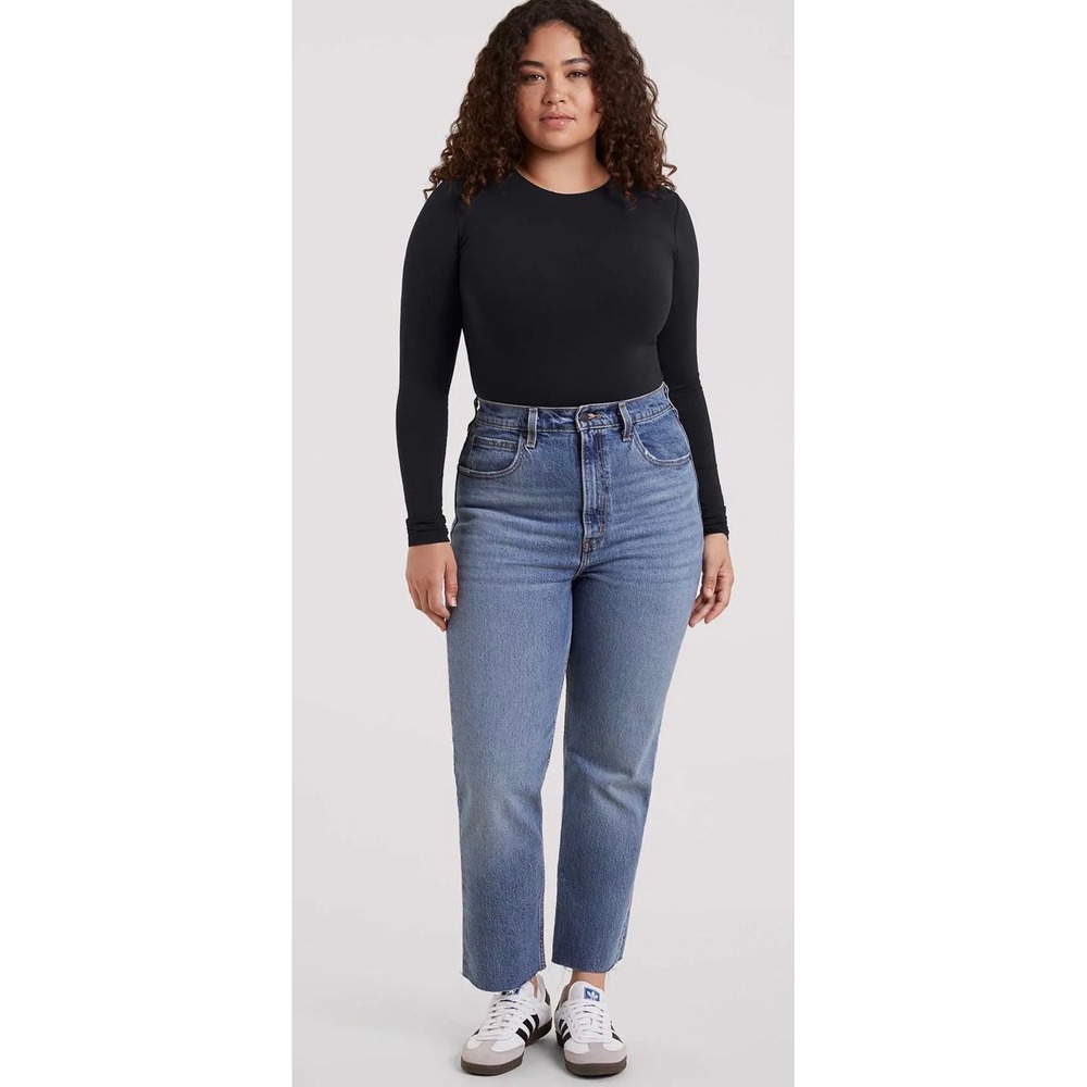 NUUDS Long Sleeve crew neck Bodysuit XL Black Stretch Layering minimalist basic